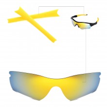 New Walleva Polarized 24K Replacement Lenses + Yellow Earsocks For Oakley Radar Path Sunglasses